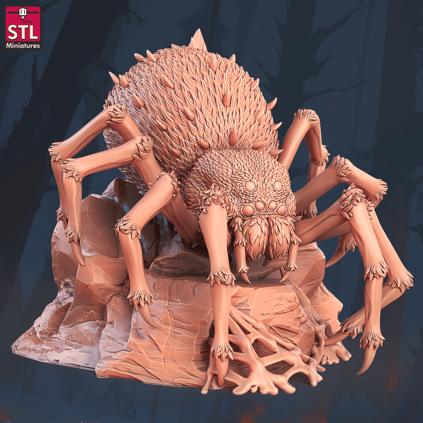 3D Printed STL Miniatures Giant Spiders Set 28 - 32mm War Gaming D&D - 3D Printing Boss 
