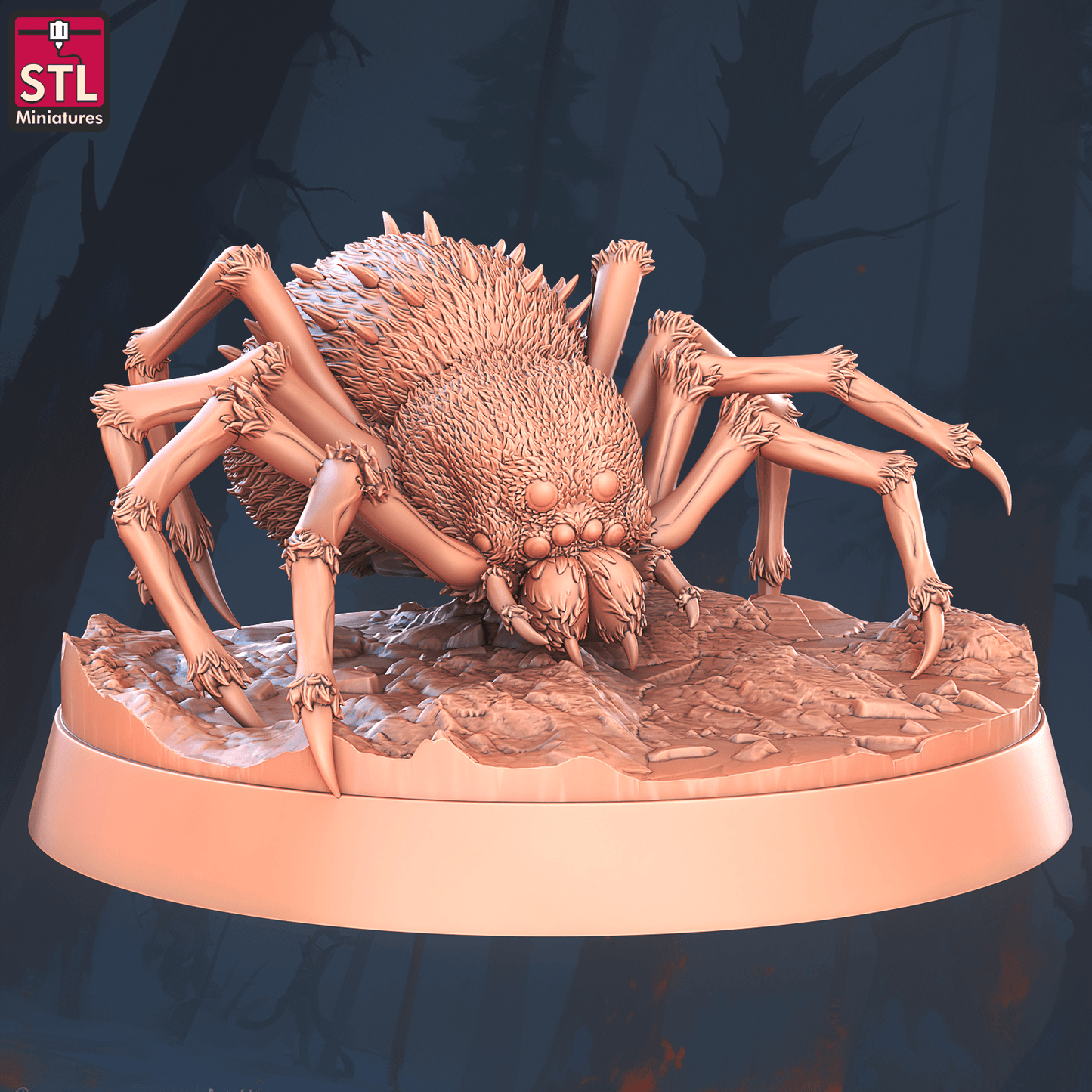 3D Printed STL Miniatures Giant Spiders Set 28 - 32mm War Gaming D&D - 3D Printing Boss 