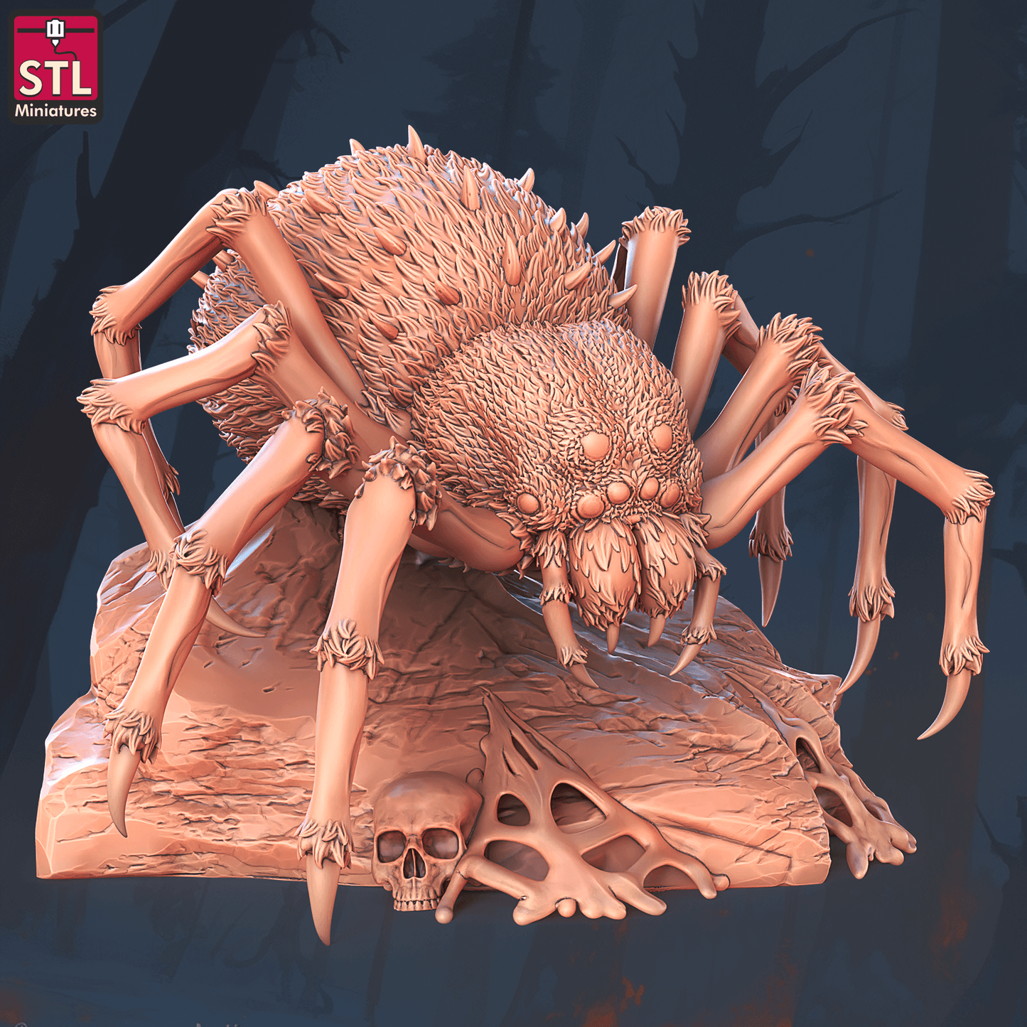 3D Printed STL Miniatures Giant Spiders Set 28 - 32mm War Gaming D&D - 3D Printing Boss 