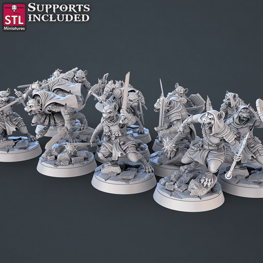 3D Printed STL Miniatures Gnoll Set 28mm - 32mm War Gaming D&D - 3D Printing Boss 