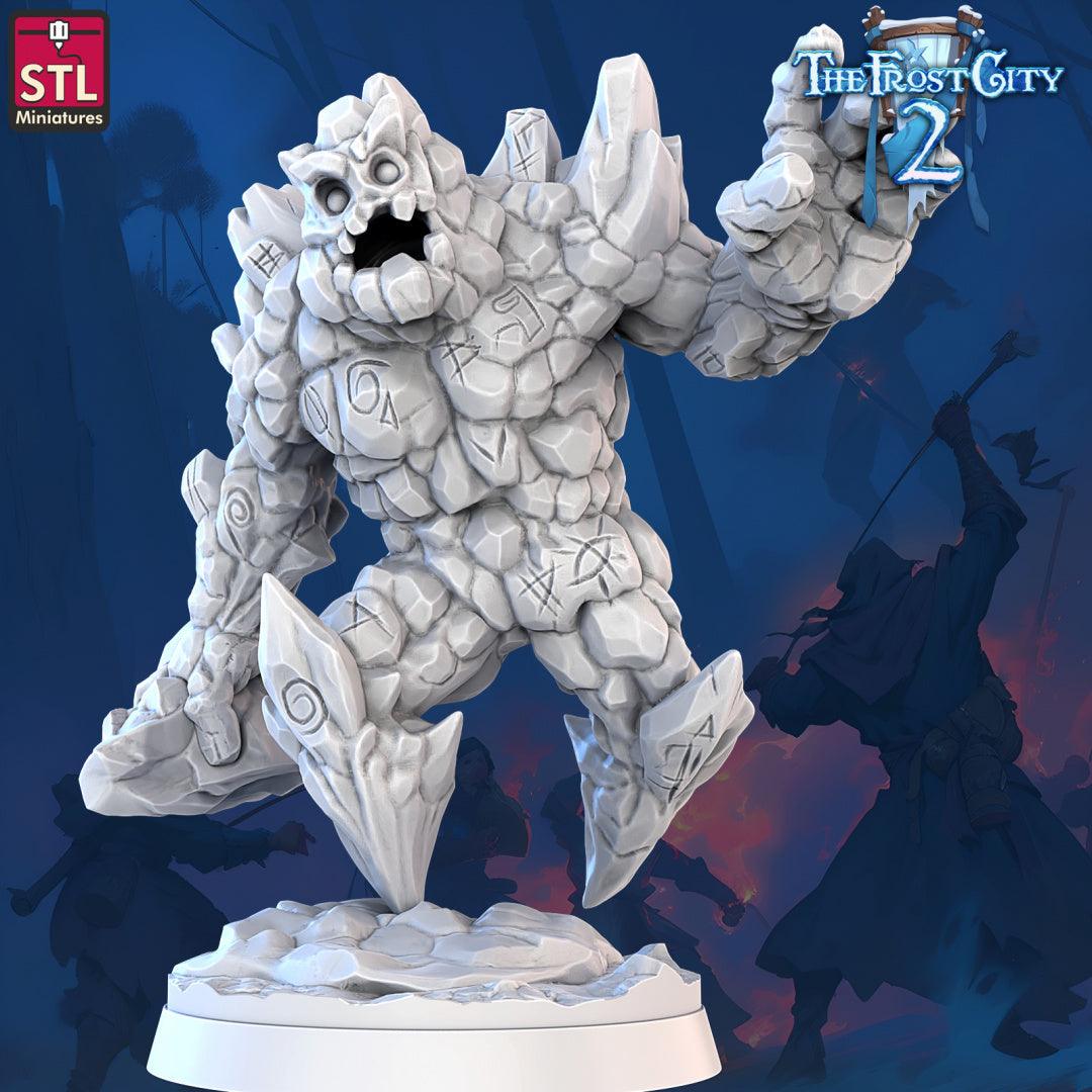 3D Printed STL Miniatures Granite Golems The Frost City 2 28 - 32mm War Gaming D&D - 3D Printing Boss 