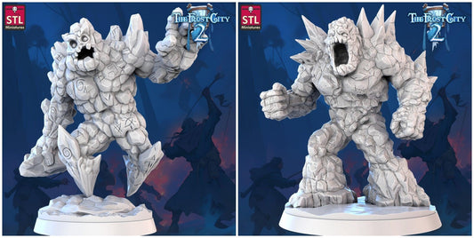 3D Printed STL Miniatures Granite Golems The Frost City 2 28 - 32mm War Gaming D&D - 3D Printing Boss 
