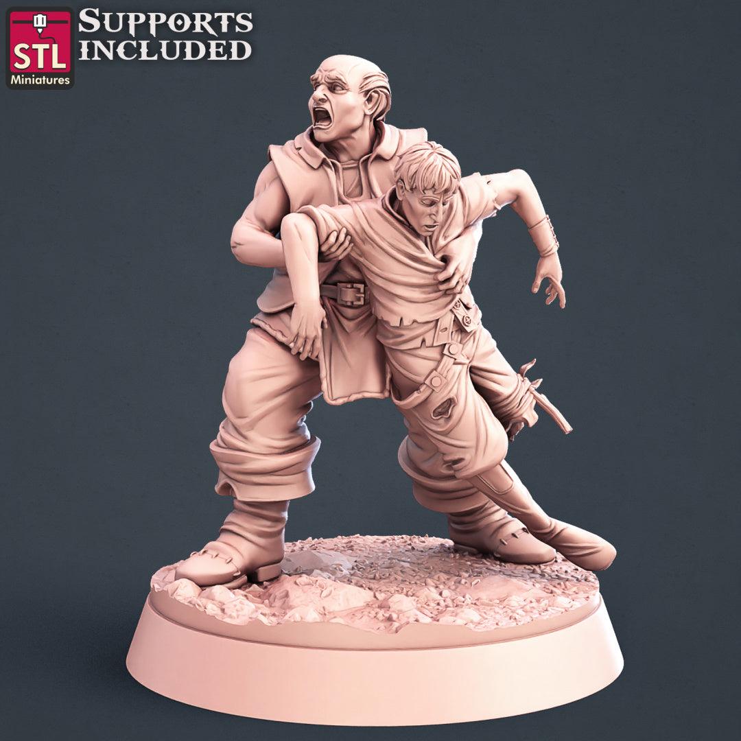 3D Printed STL Miniatures Injured Villagers Set 28 - 32mm War Gaming D&D - 3D Printing Boss 