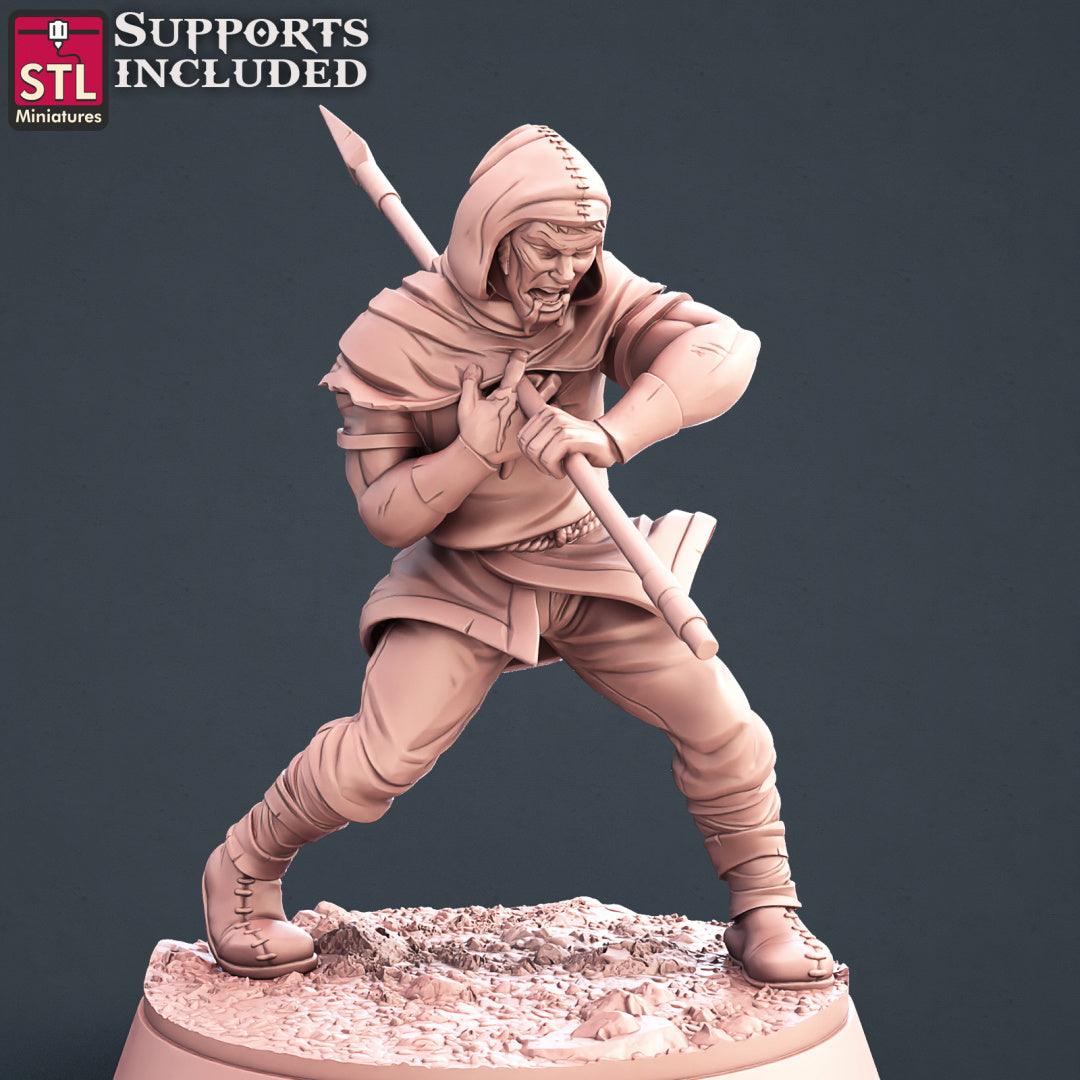 3D Printed STL Miniatures Injured Villagers Set 28 - 32mm War Gaming D&D - 3D Printing Boss 