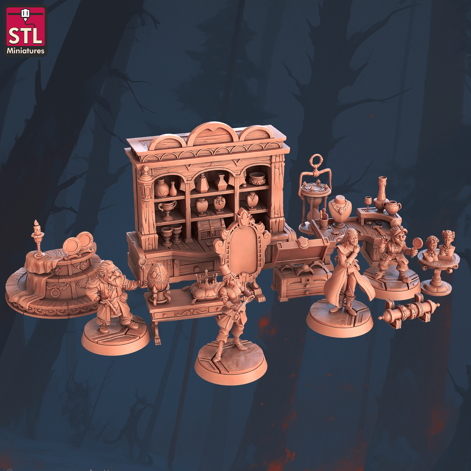 3D Printed STL Miniatures Jewels Crafters Set 28 - 32mm War Gaming D&D - 3D Printing Boss 