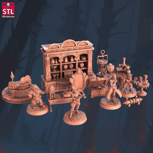 3D Printed STL Miniatures Jewels Crafters Set 28 - 32mm War Gaming D&D - 3D Printing Boss 