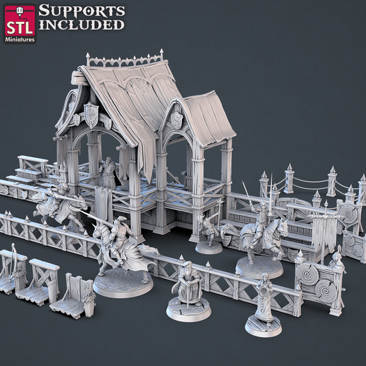 3D Printed STL Miniatures Jousting Set 28mm - 32mm War Gaming D&D - 3D Printing Boss 