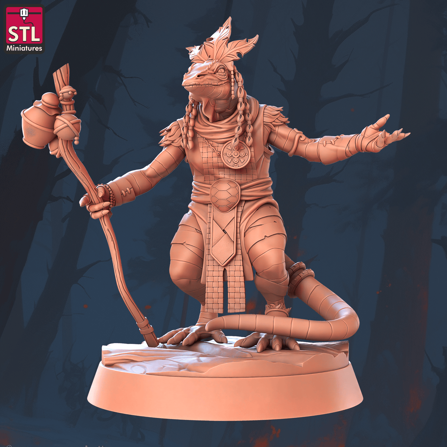 3D Printed STL Miniatures Lizardfolks Set 28 - 32mm War Gaming D&D - 3D Printing Boss 