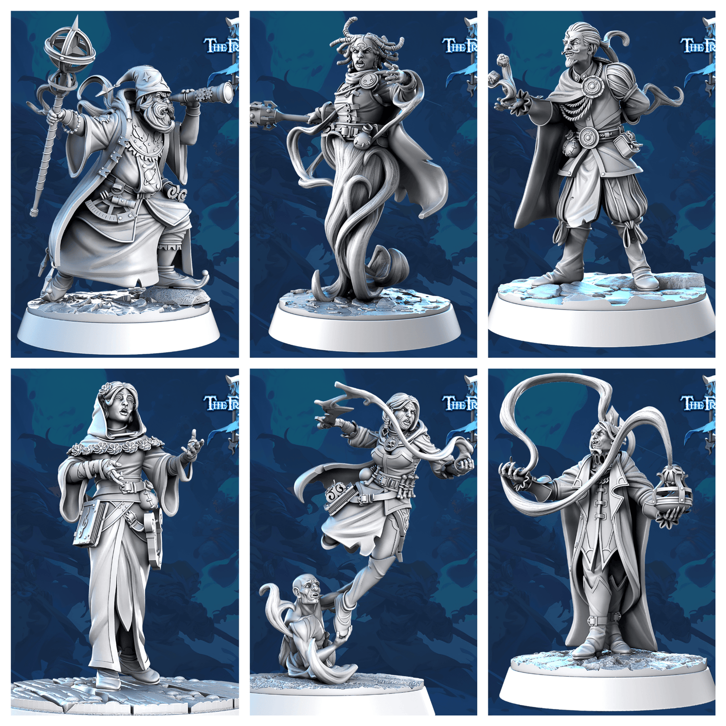 3D Printed STL Miniatures Mages Set Core Characters The Frost City 3 28 - 32mm War Gaming D&D - 3D Printing Boss 