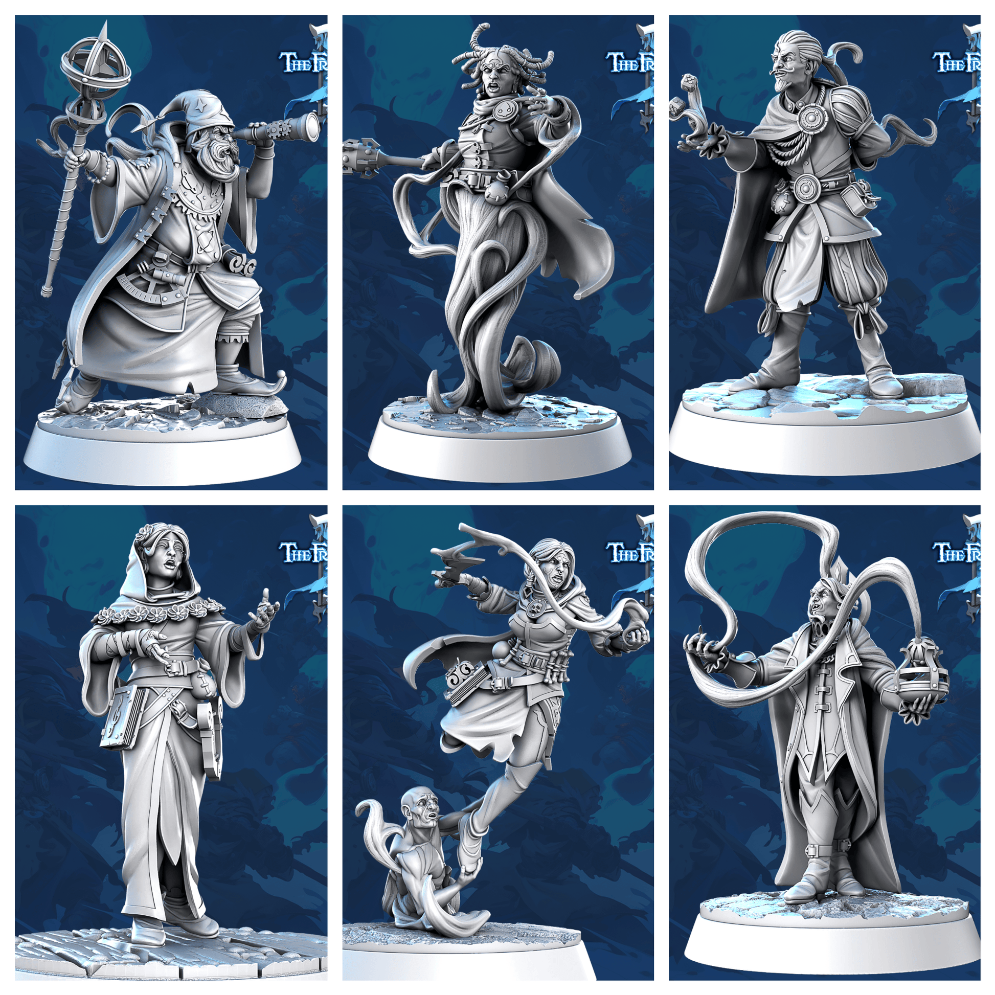 3D Printed STL Miniatures Mages Set Core Characters The Frost City 3 28 - 32mm War Gaming D&D - 3D Printing Boss 