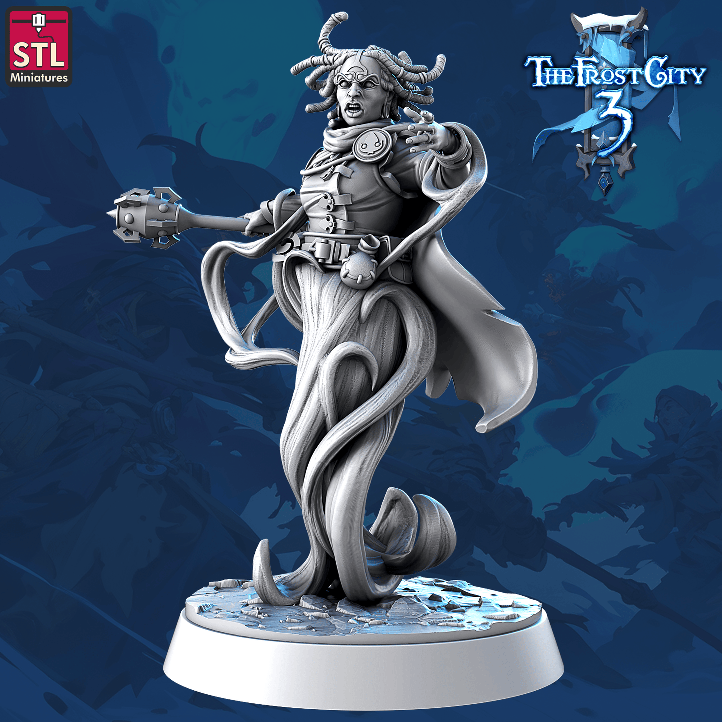 3D Printed STL Miniatures Mages Set Core Characters The Frost City 3 28 - 32mm War Gaming D&D - 3D Printing Boss 