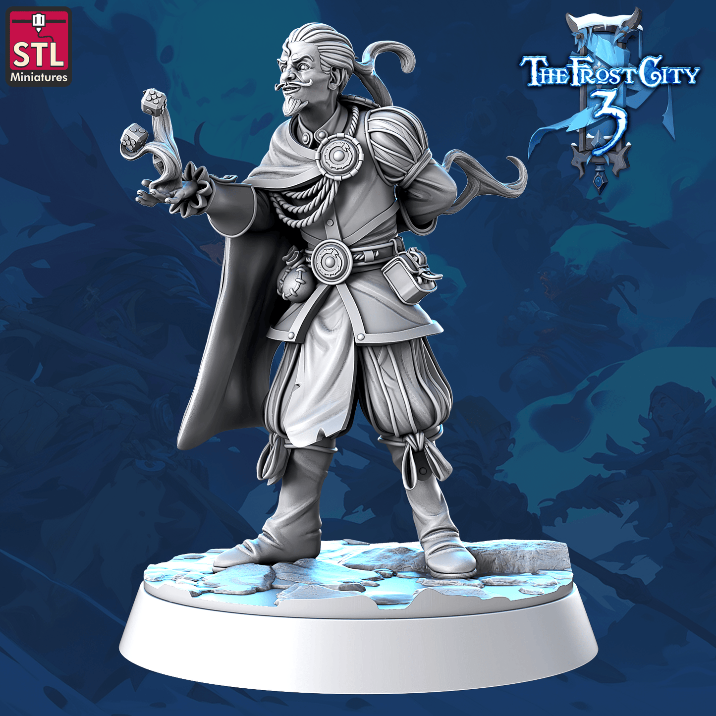 3D Printed STL Miniatures Mages Set Core Characters The Frost City 3 28 - 32mm War Gaming D&D - 3D Printing Boss 