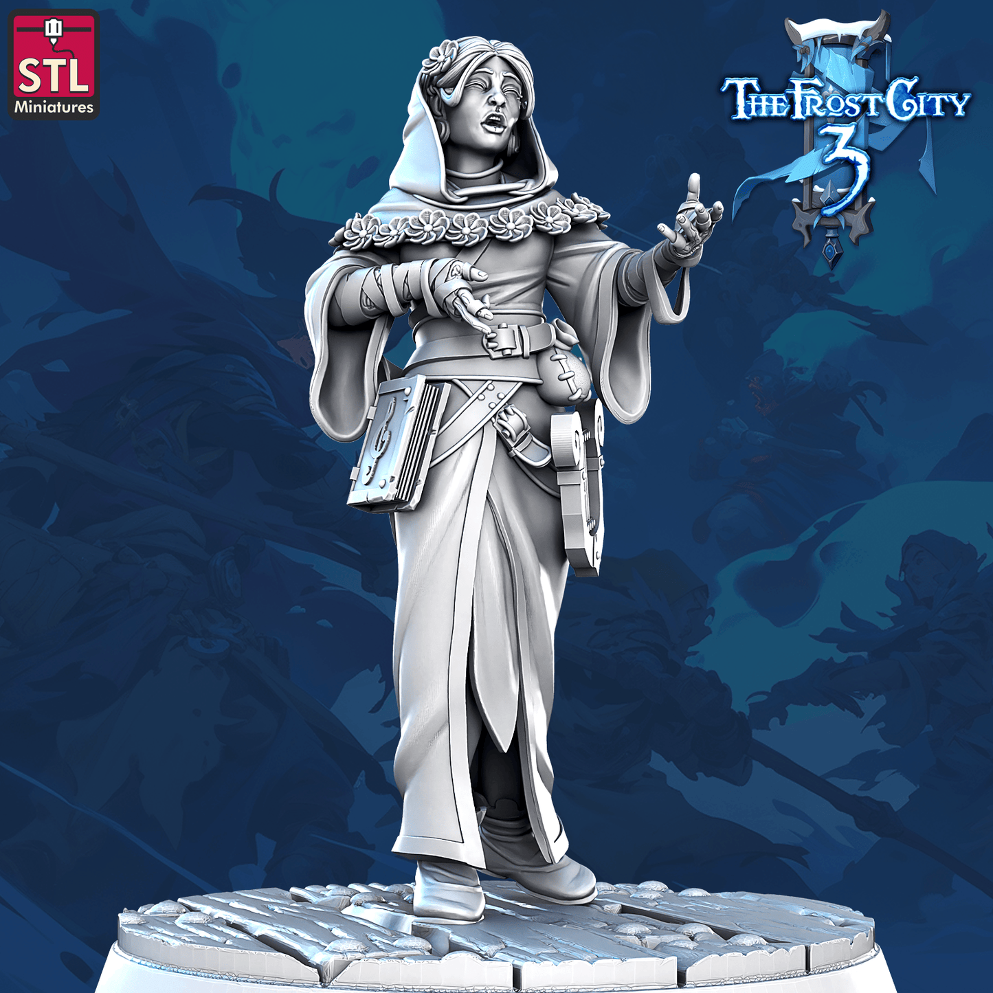 3D Printed STL Miniatures Mages Set Core Characters The Frost City 3 28 - 32mm War Gaming D&D - 3D Printing Boss 