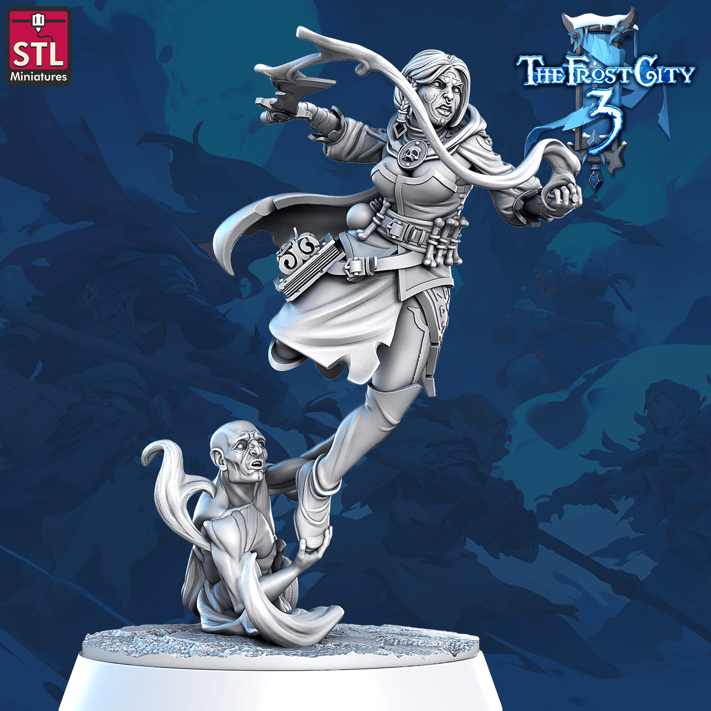 3D Printed STL Miniatures Mages Set Core Characters The Frost City 3 28 - 32mm War Gaming D&D - 3D Printing Boss 