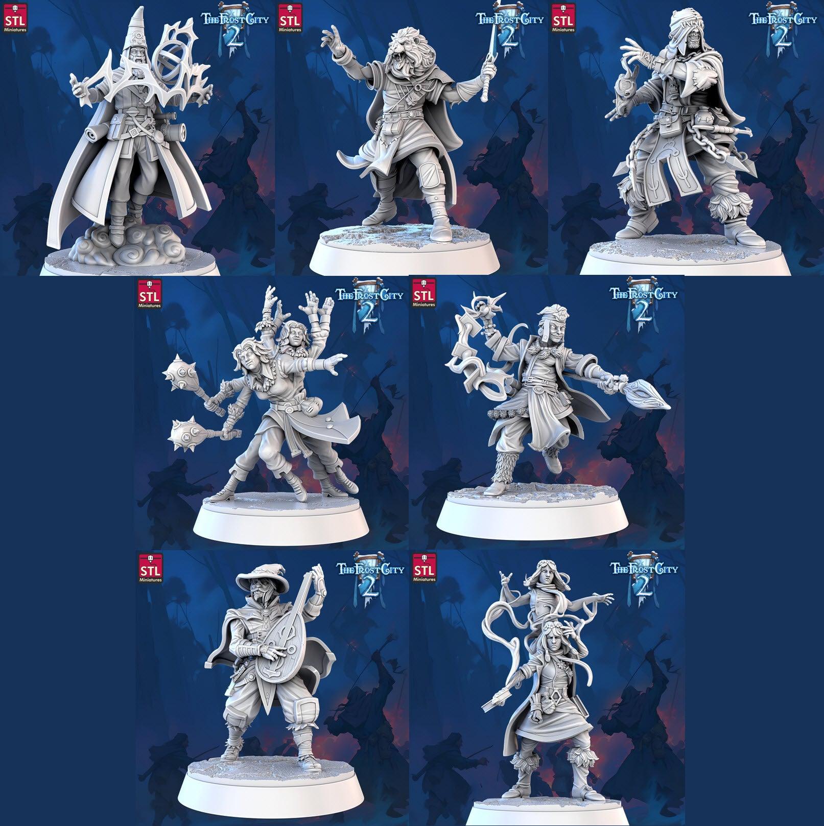 3D Printed STL Miniatures Mages The Frost City 2 28 - 32mm War Gaming D&D - 3D Printing Boss 