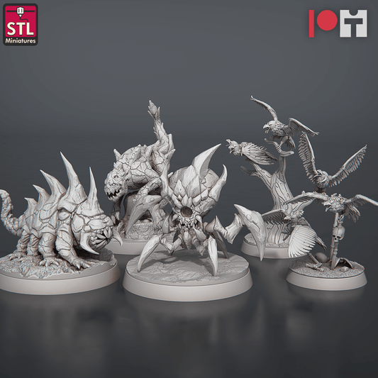 3D Printed STL Miniatures Magmites Hellcrows Set 28 - 32mm War Gaming D&D - 3D Printing Boss 