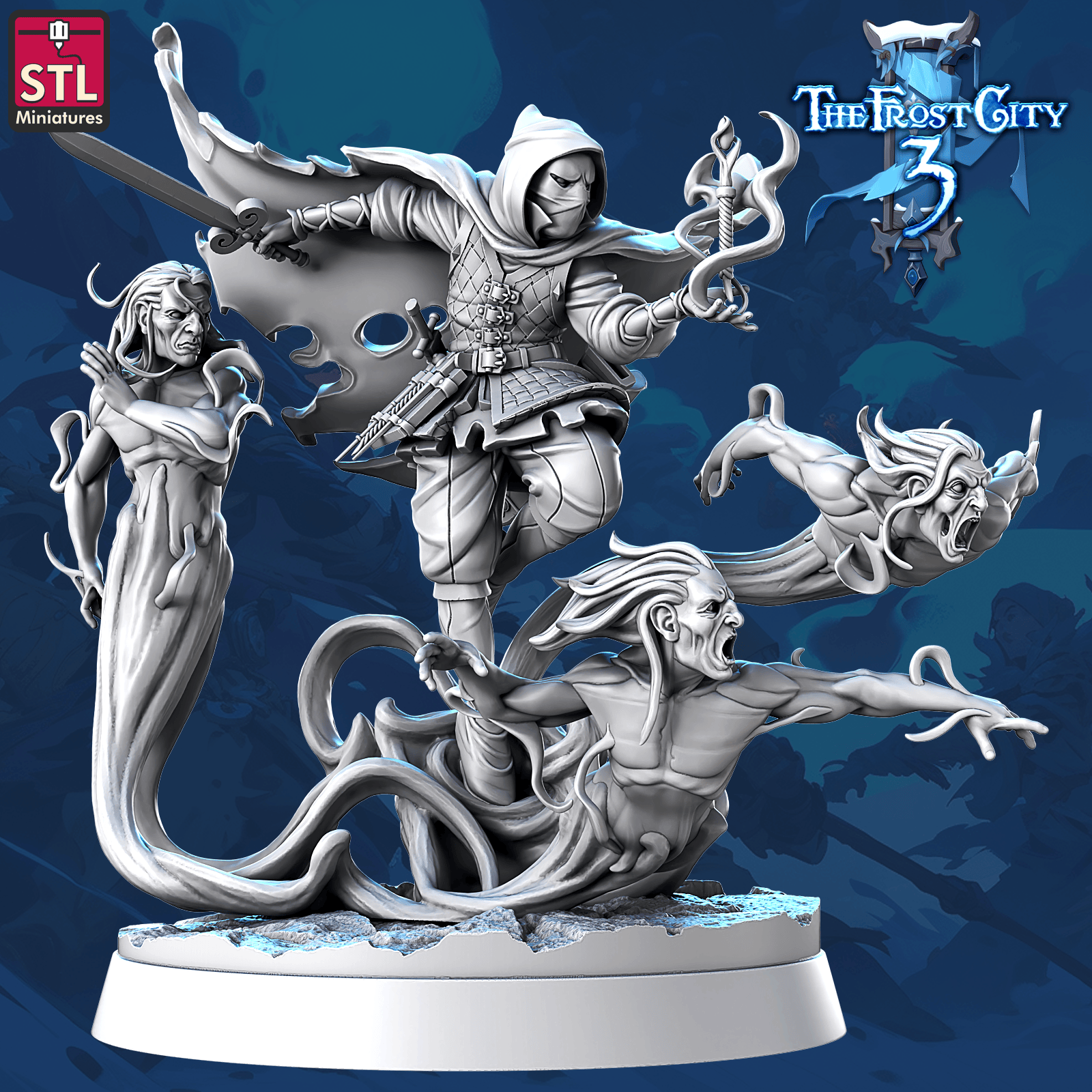 3D Printed STL Miniatures Malcor Core Characters The Frost City 3 28 - 32mm War Gaming D&D - 3D Printing Boss 