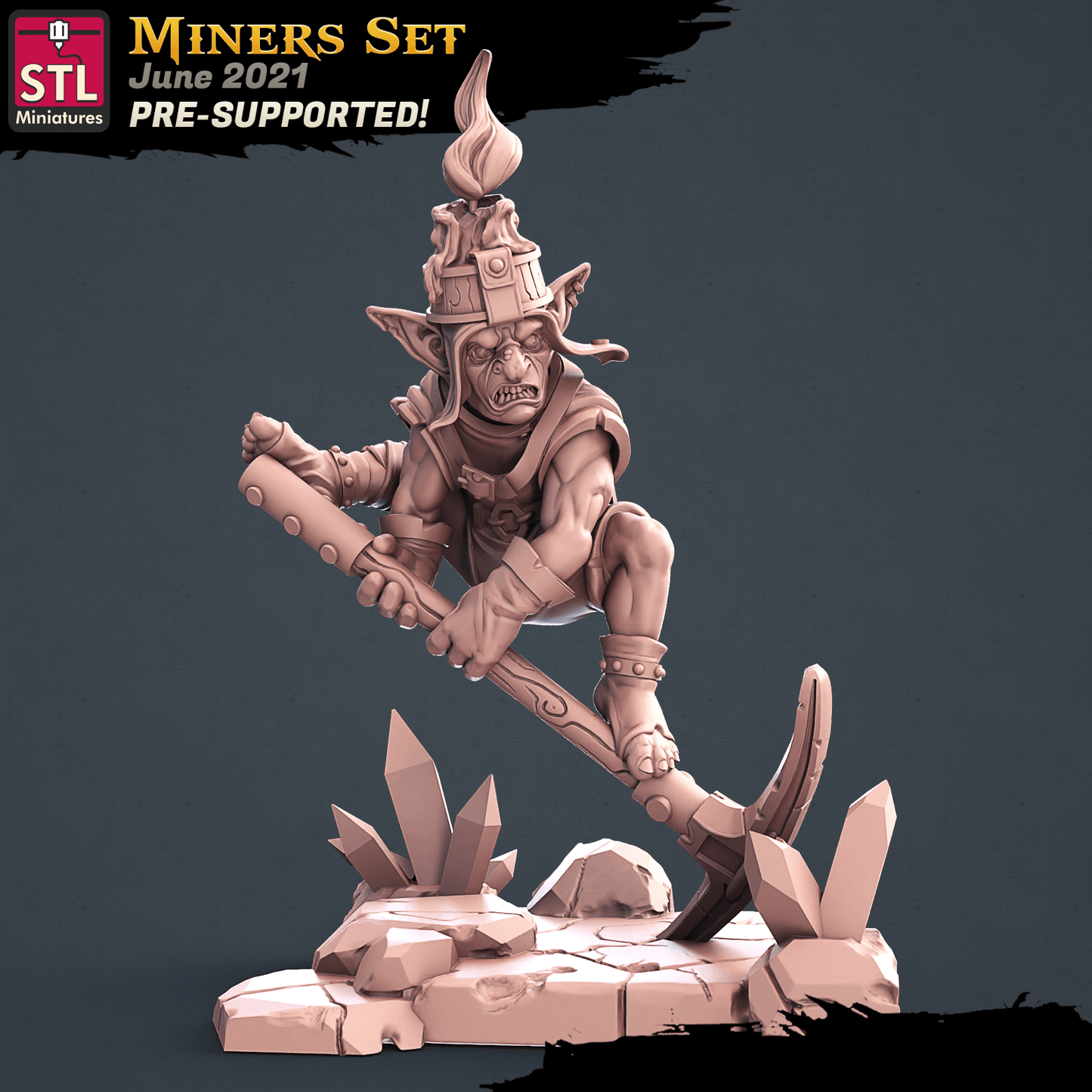 3D Printed STL Miniatures Miners Set 28 - 32mm War Gaming D&D - 3D Printing Boss 