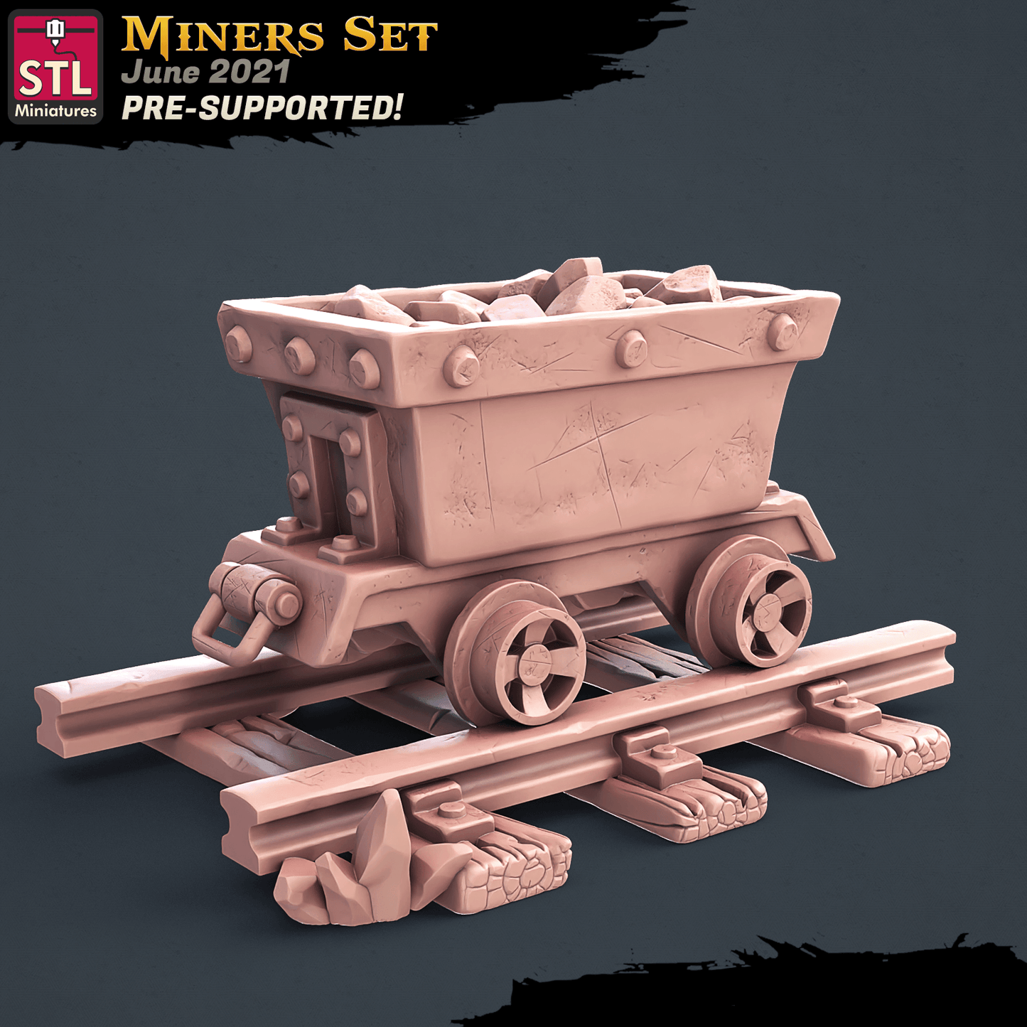 3D Printed STL Miniatures Miners Set 28 - 32mm War Gaming D&D - 3D Printing Boss 