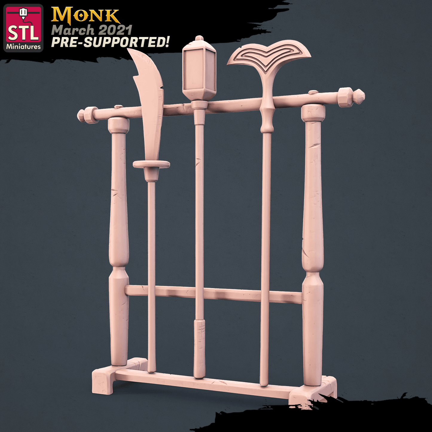 3D Printed STL Miniatures Monk Set 28 - 32mm War Gaming D&D - 3D Printing Boss 