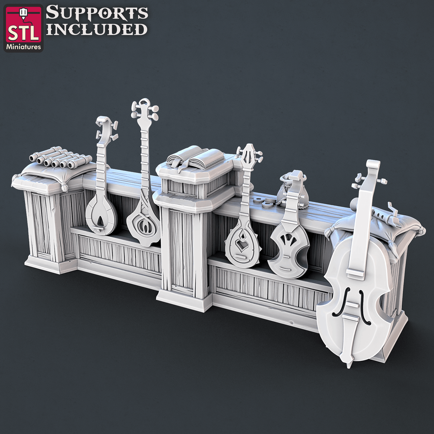 3D Printed STL Miniatures Music Store Set | 28 - 32mm War Gaming D&D - 3D Printing Boss 