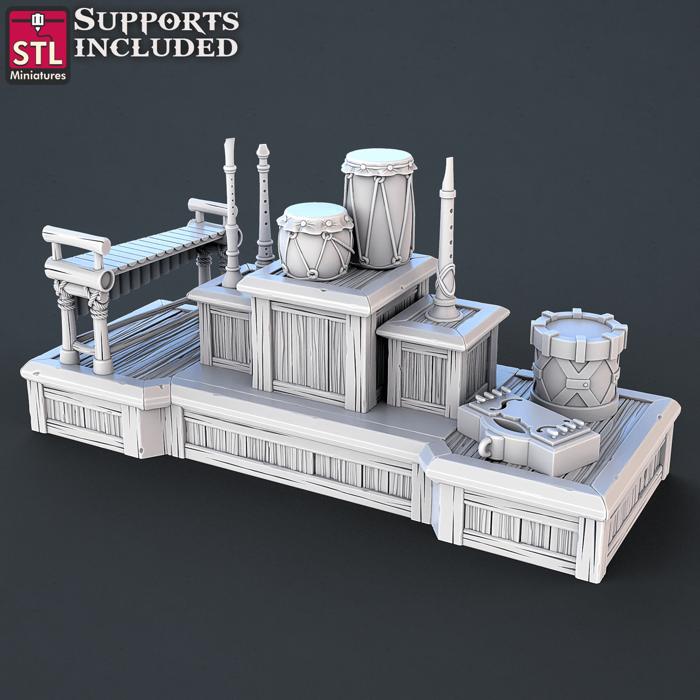 3D Printed STL Miniatures Music Store Set | 28 - 32mm War Gaming D&D - 3D Printing Boss 
