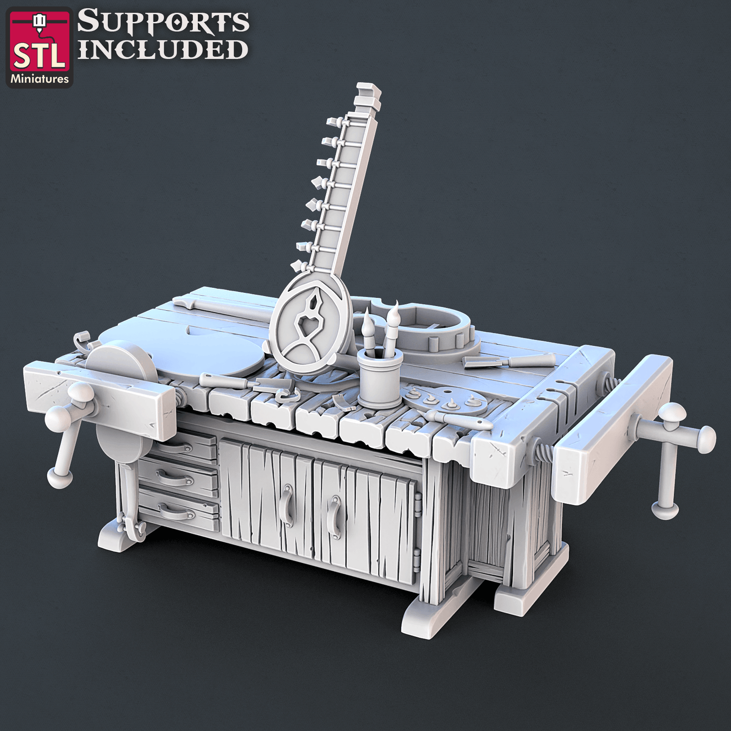 3D Printed STL Miniatures Music Store Set | 28 - 32mm War Gaming D&D - 3D Printing Boss 