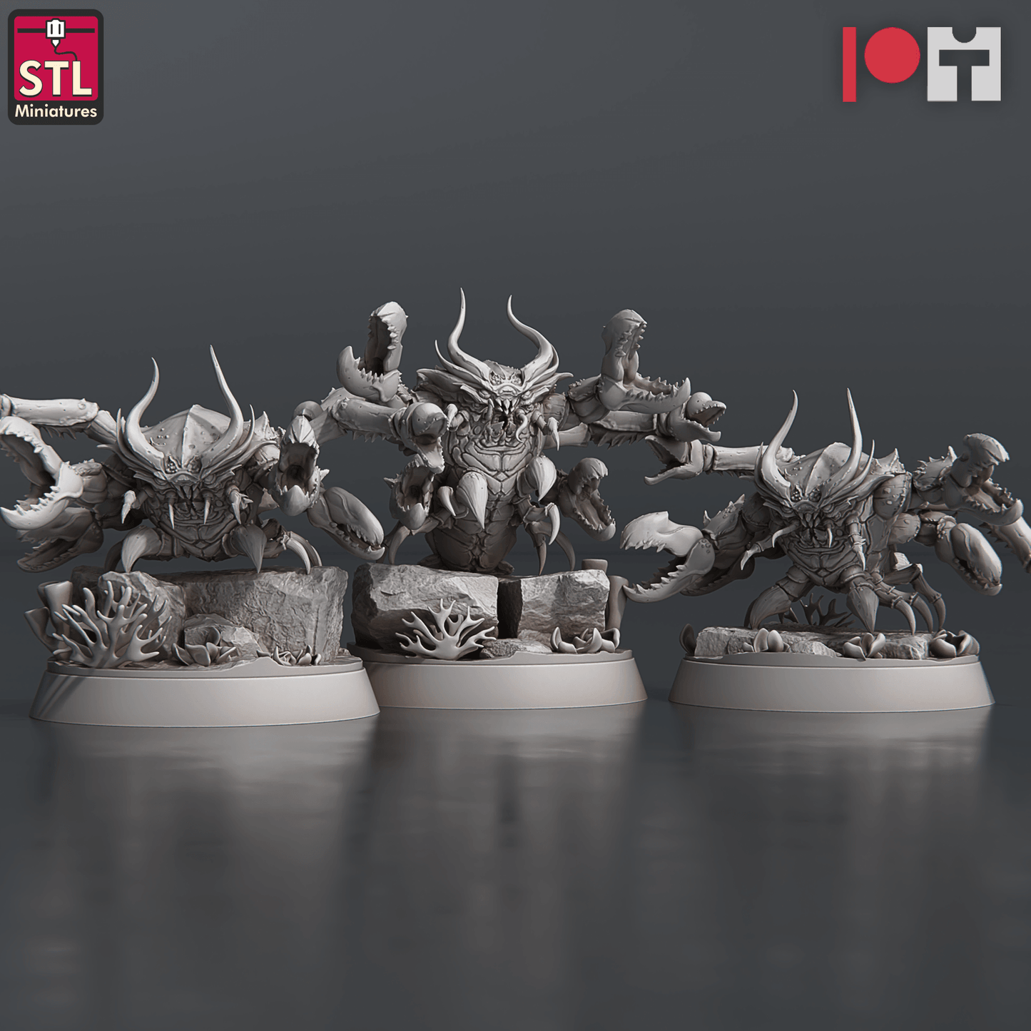 3D Printed STL Miniatures NeverDawn Dark Waters Crabs Set 28 - 32mm War Gaming D&D - 3D Printing Boss 
