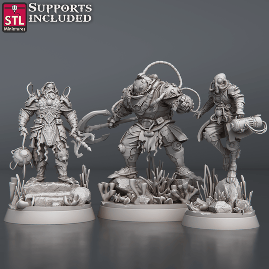 3D Printed STL Miniatures NeverDawn Dark Waters Set 28 - 32mm War Gaming D&D - 3D Printing Boss 