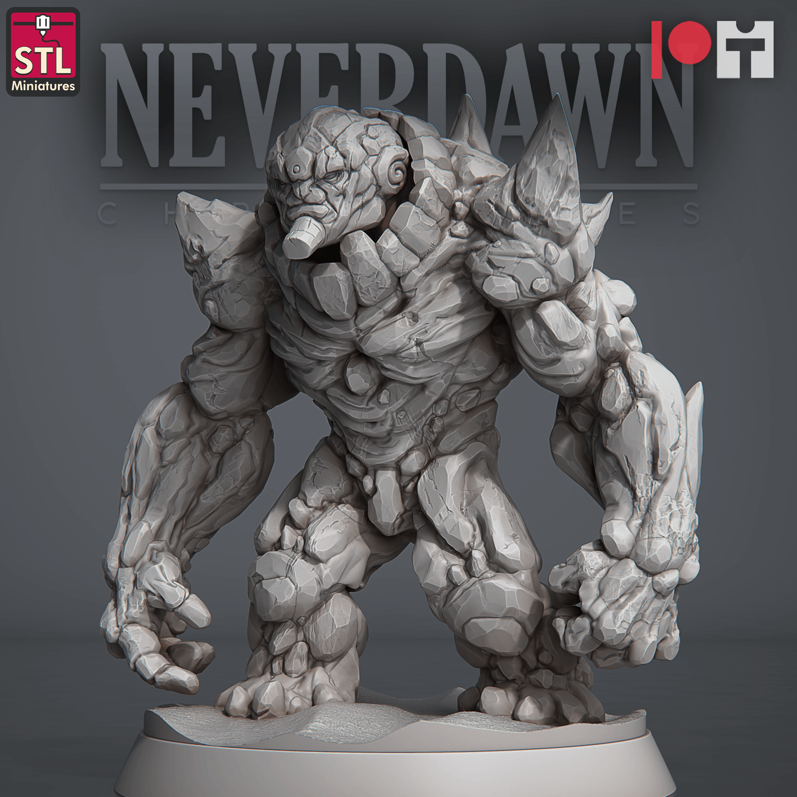 3D Printed STL Miniatures NeverDawn Red Sand Sand Golem 28 - 32mm War Gaming D&D - 3D Printing Boss 