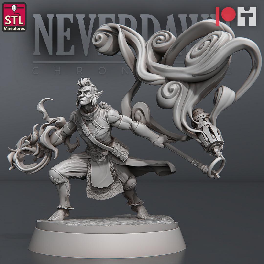 3D Printed STL Miniatures Neverdawn Pyromancers Set 28 - 32mm War Gaming D&D - 3D Printing Boss 