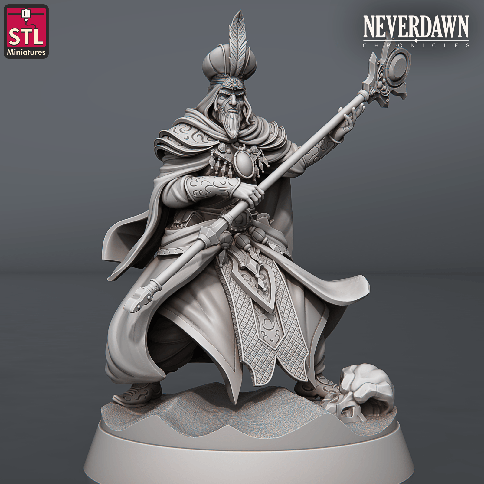 3D Printed STL Miniatures Neverdawn Red Sand Consultor 28 - 32mm War Gaming D&D - 3D Printing Boss 