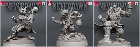 3D Printed STL Miniatures Neverdawn Stein Gang 28 - 32mm War Gaming D&D - 3D Printing Boss 