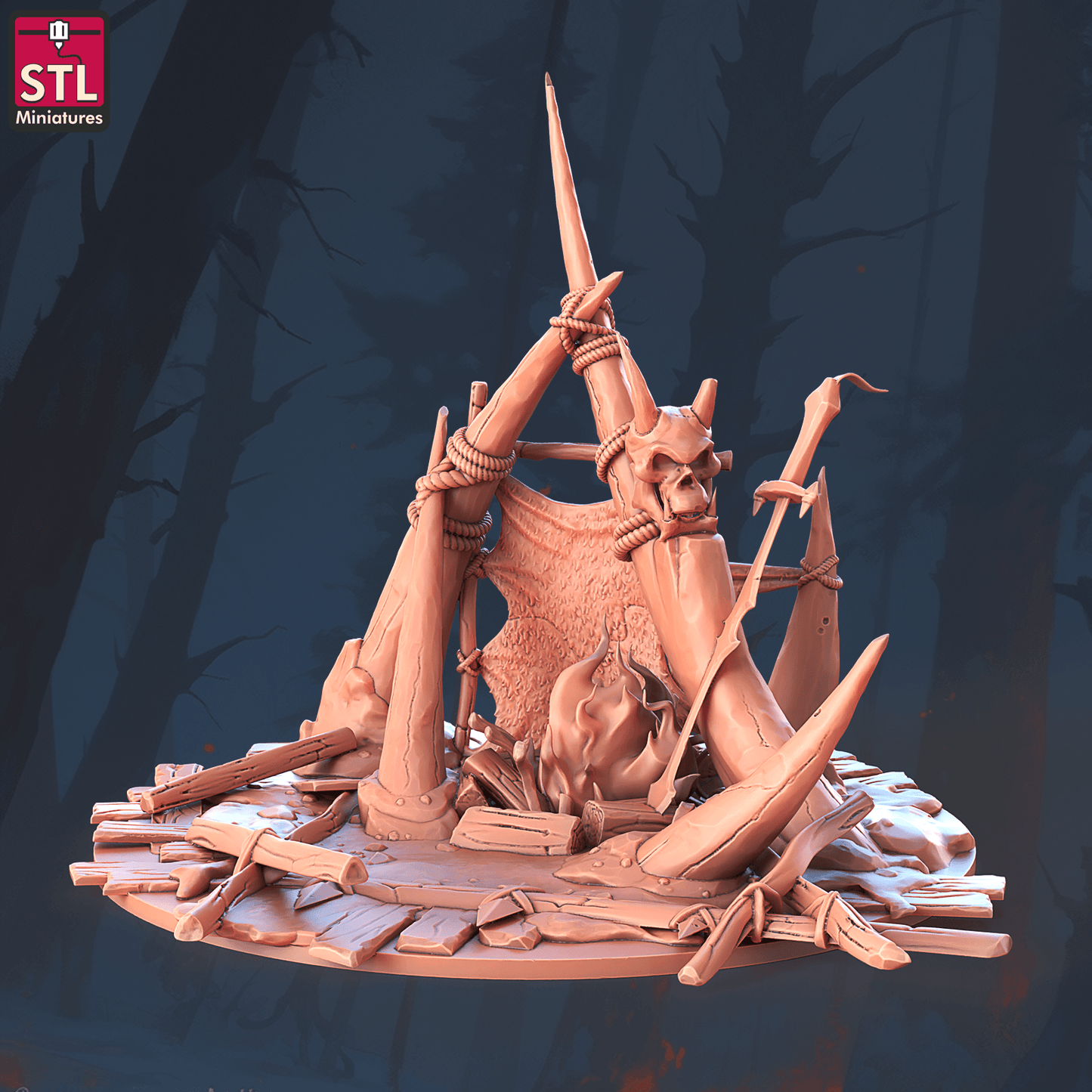 3D Printed STL Miniatures Orc Camp Set 28 - 32mm War Gaming D&D - 3D Printing Boss 