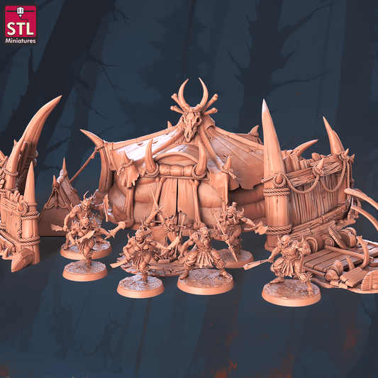 3D Printed STL Miniatures Orc Camp Set 28 - 32mm War Gaming D&D - 3D Printing Boss 