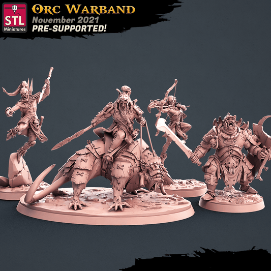 3D Printed STL Miniatures Orc Warband Set 28 - 32mm War Gaming D&D - 3D Printing Boss 