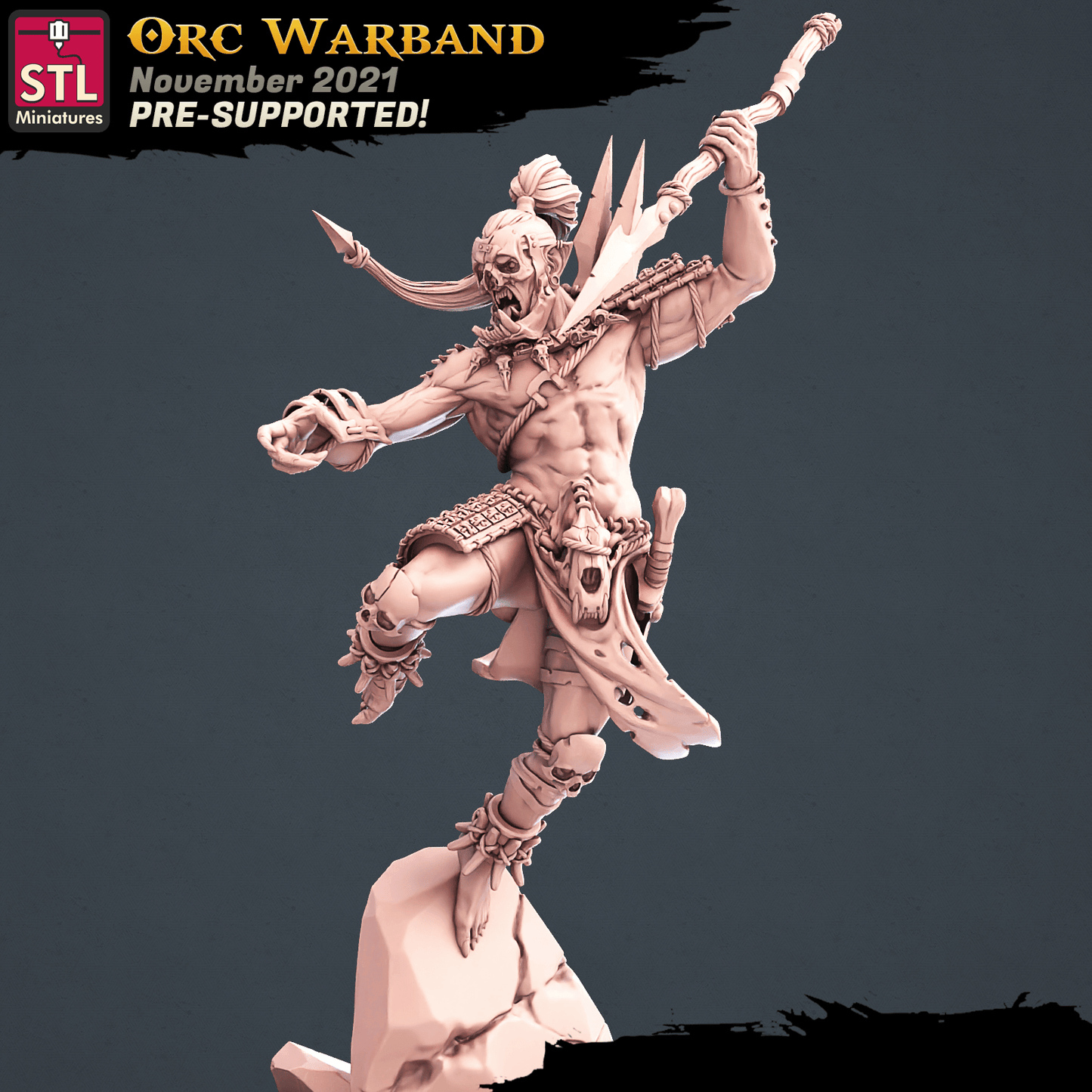 3D Printed STL Miniatures Orc Warband Set 28 - 32mm War Gaming D&D - 3D Printing Boss 