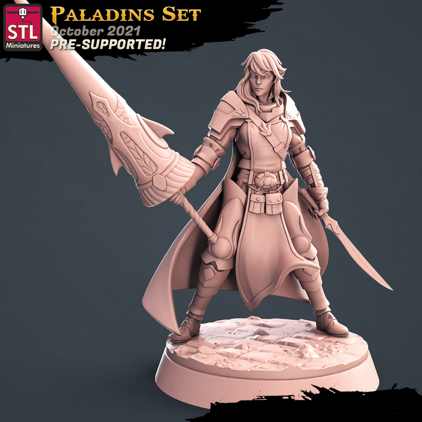 3D Printed STL Miniatures Paladin Set 28 - 32mm War Gaming D&D - 3D Printing Boss 