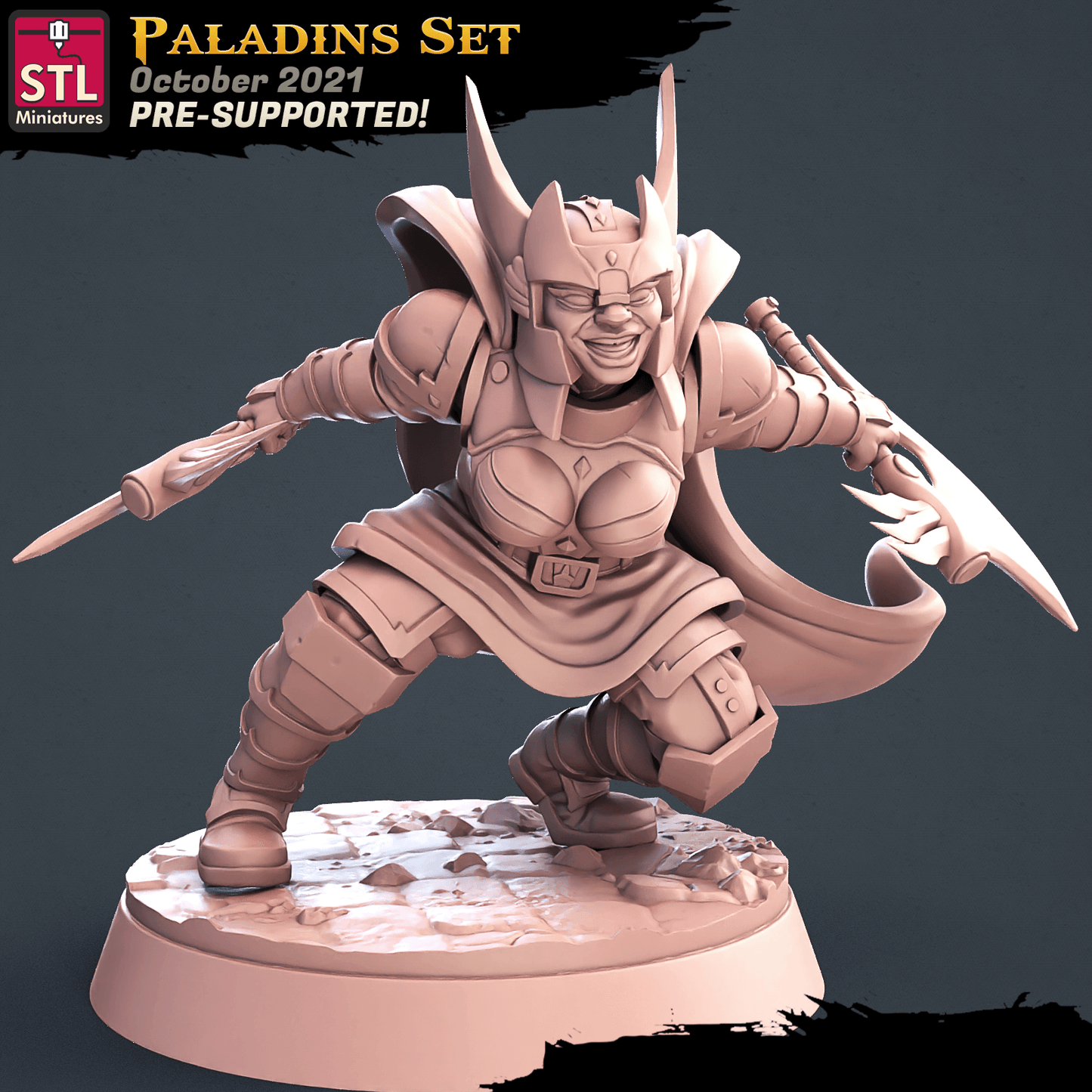 3D Printed STL Miniatures Paladin Set 28 - 32mm War Gaming D&D - 3D Printing Boss 