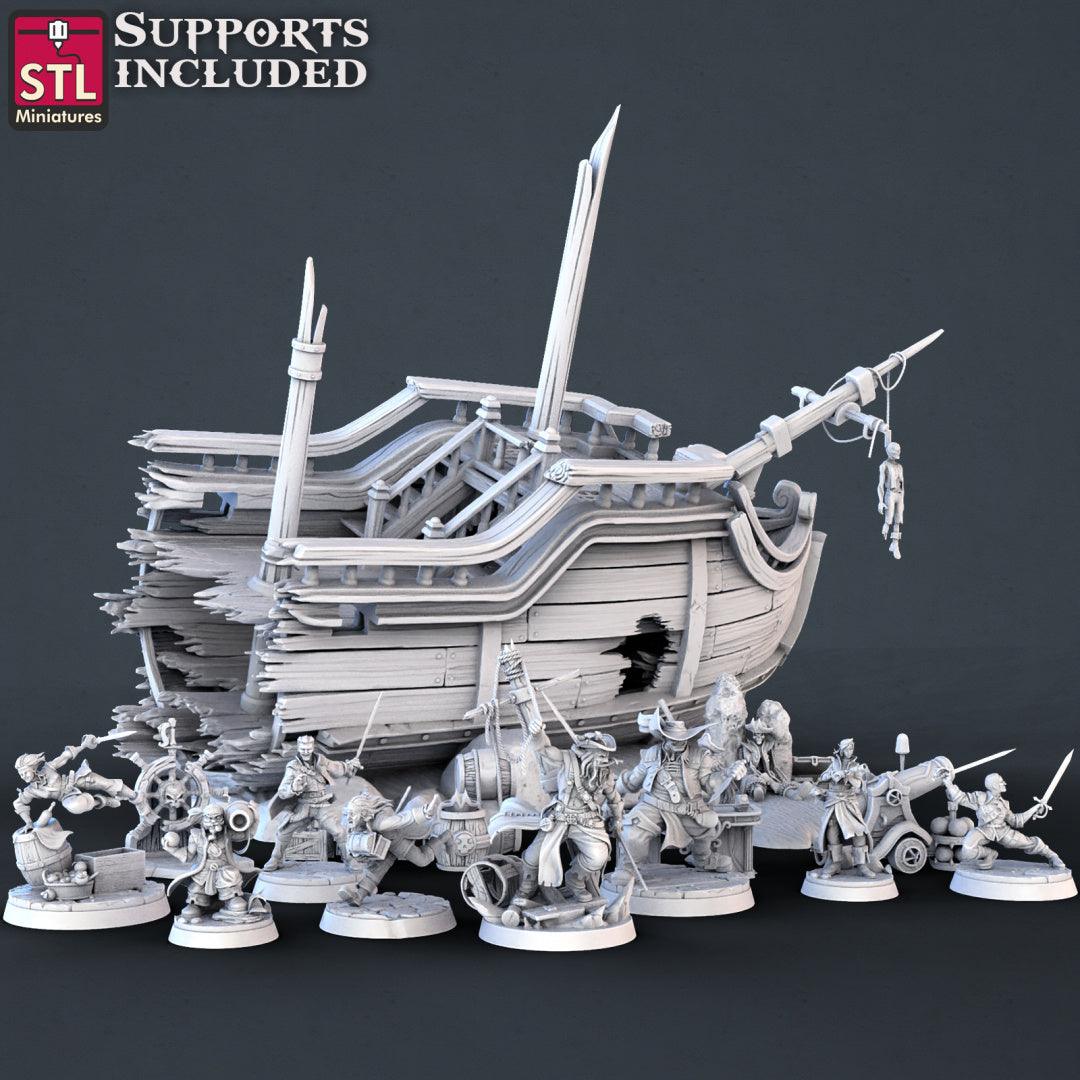 3D Printed STL Miniatures Pirate Set 28 - 32mm War Gaming D&D - 3D Printing Boss 