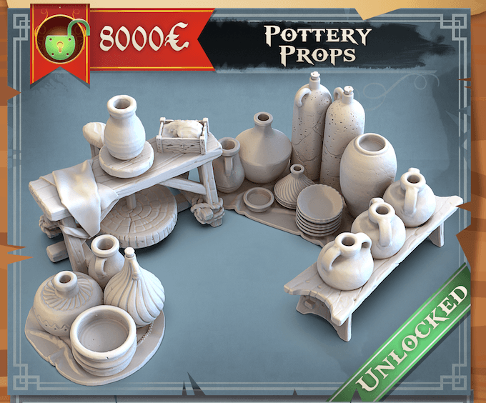 3D Printed STL Miniatures Pottery Props 28 - 32mm War Gaming D&D - 3D Printing Boss 