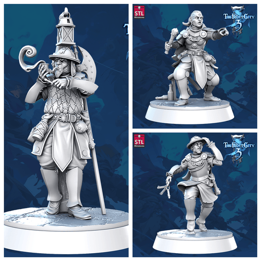 3D Printed STL Miniatures Prison Guards Core Characters The Frost City 3 28 - 32mm War Gaming D&D - 3D Printing Boss 