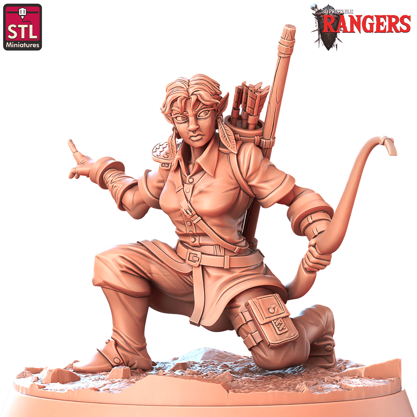 3D Printed STL Miniatures Ranger Companions Set Rangers  28 - 32mm War Gaming D&D - 3D Printing Boss 