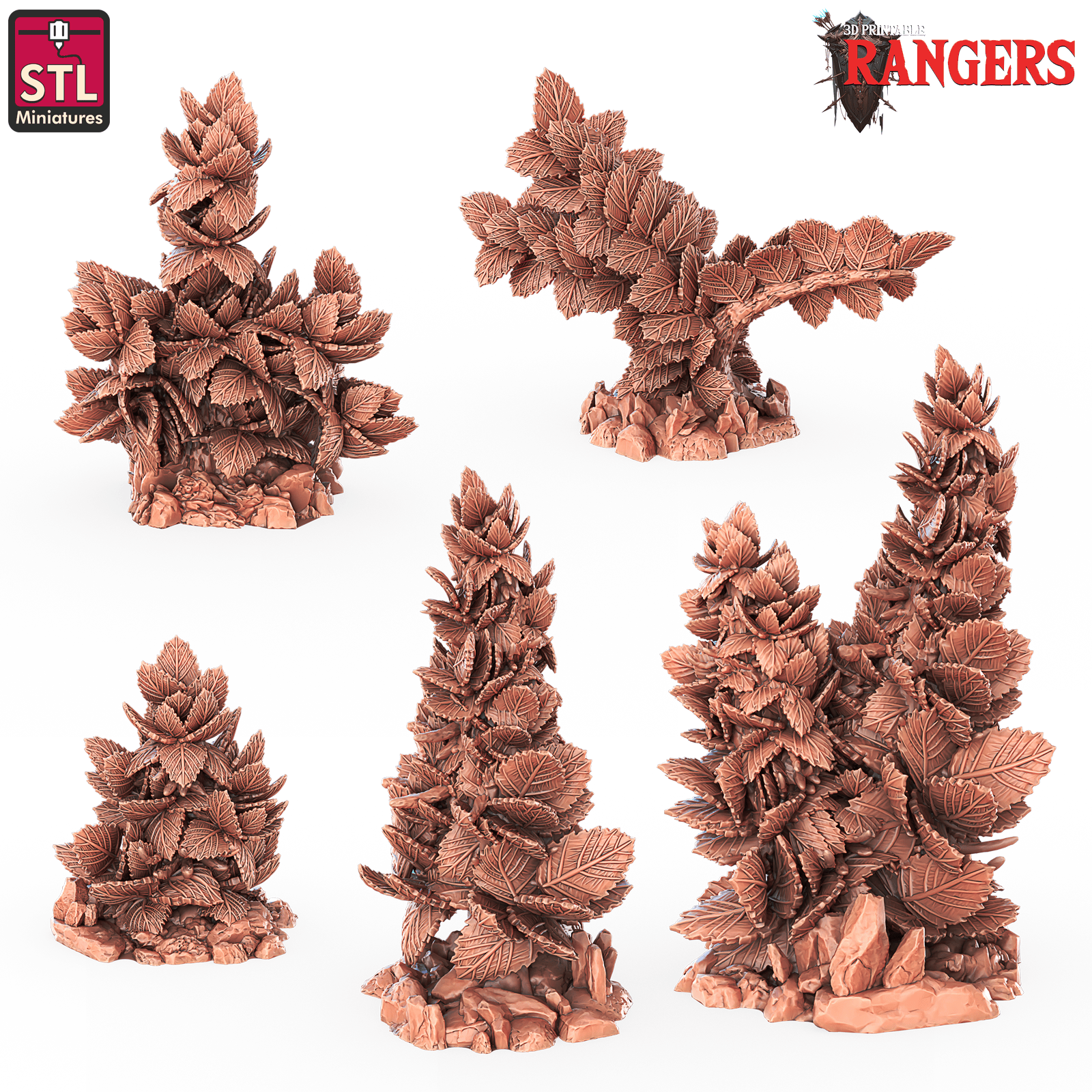 3D Printed STL Miniatures Rangers Bushes Rangers  28 - 32mm War Gaming D&D - 3D Printing Boss 