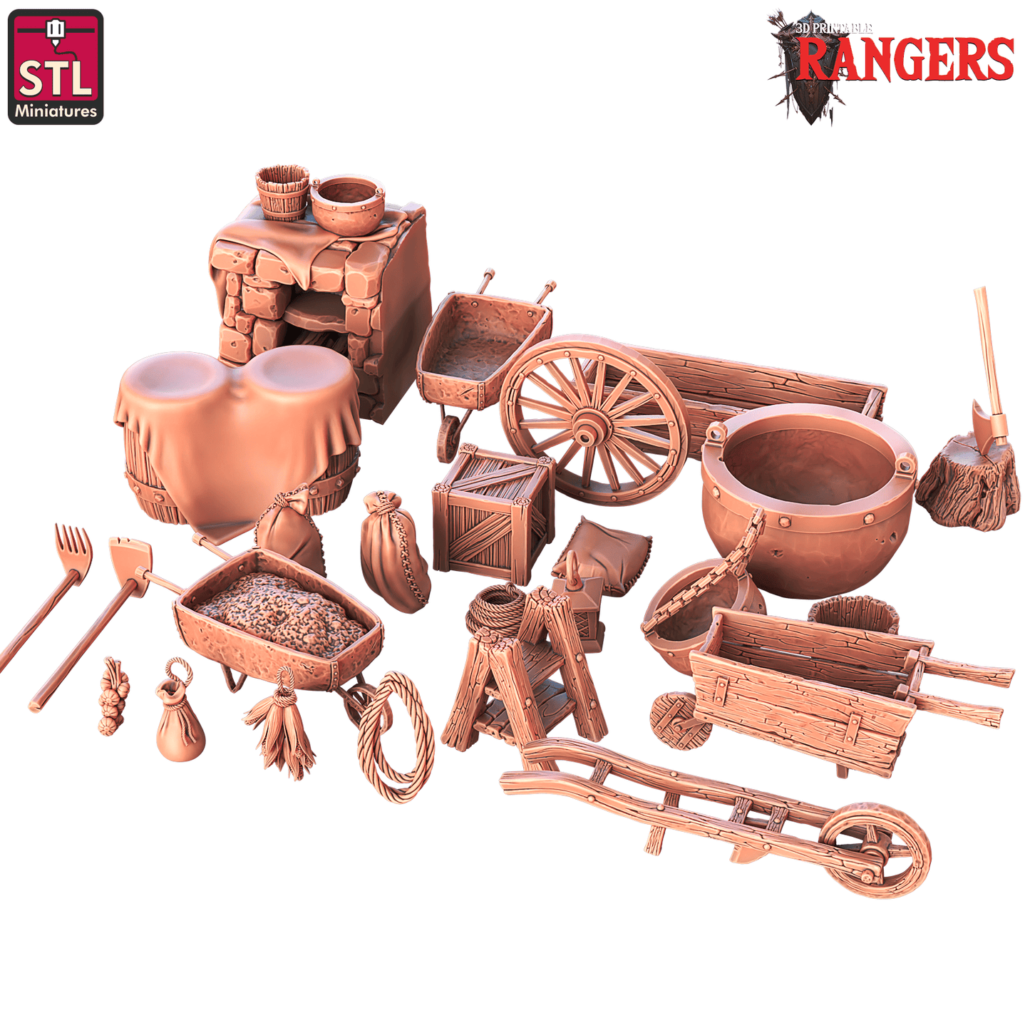 3D Printed STL Miniatures Rangers Single Props Rangers  28 - 32mm War Gaming D&D - 3D Printing Boss 