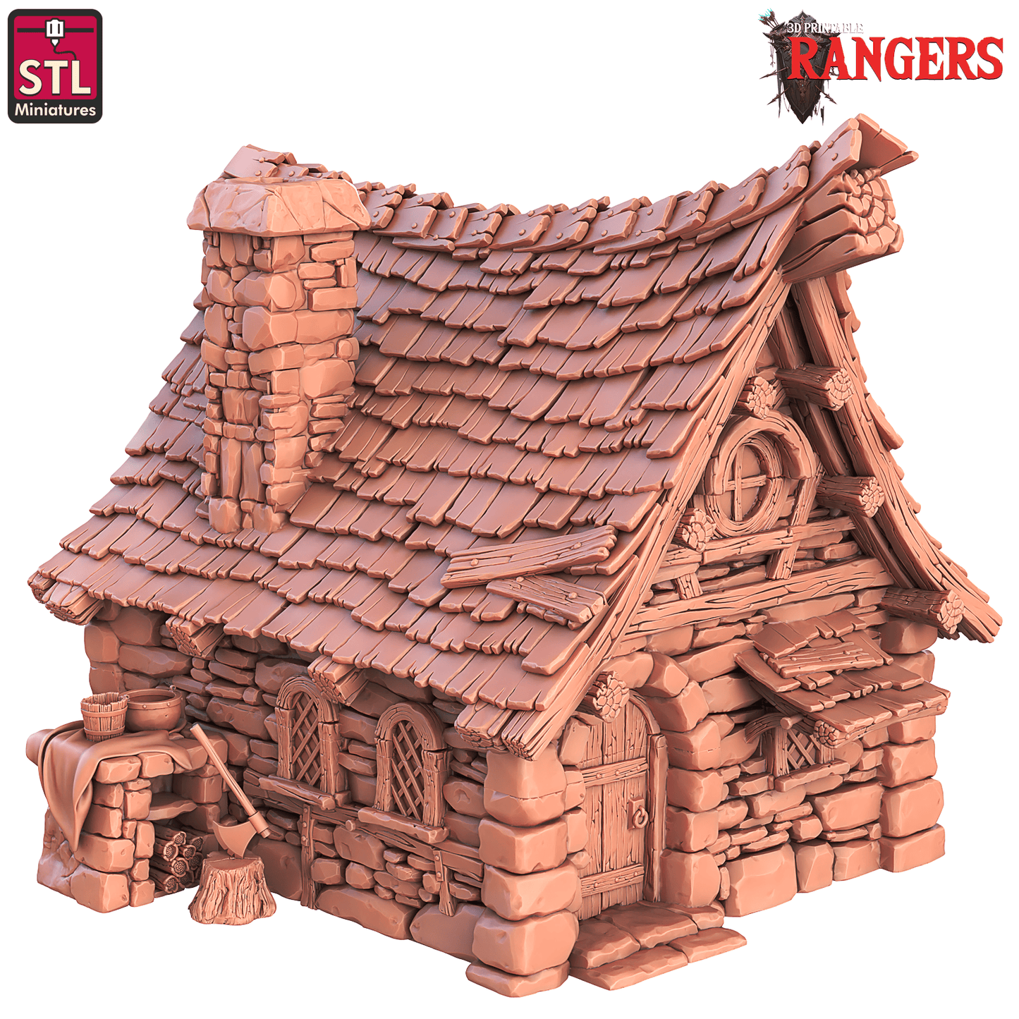 3D Printed STL Miniatures Rangers Small House Set Rangers  28 - 32mm War Gaming D&D - 3D Printing Boss 
