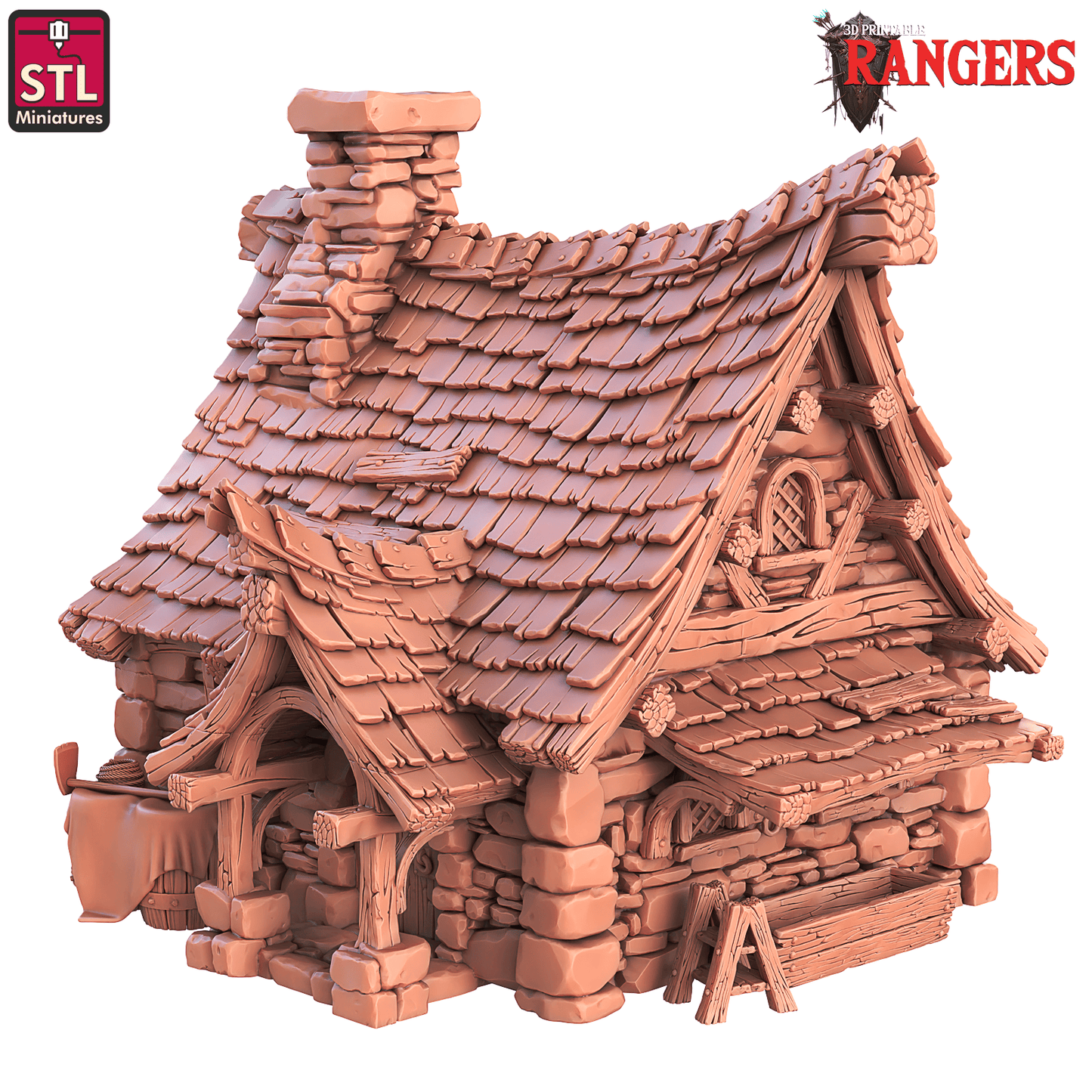3D Printed STL Miniatures Rangers Small House Set Rangers  28 - 32mm War Gaming D&D - 3D Printing Boss 