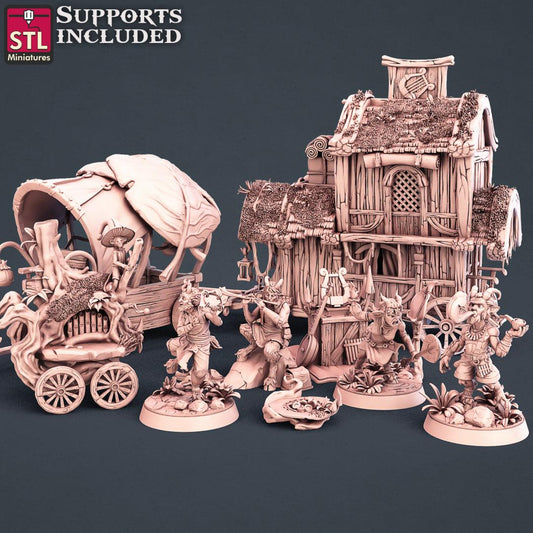 3D Printed STL Miniatures Satyrs Set 28 - 32mm War Gaming D&D - 3D Printing Boss 