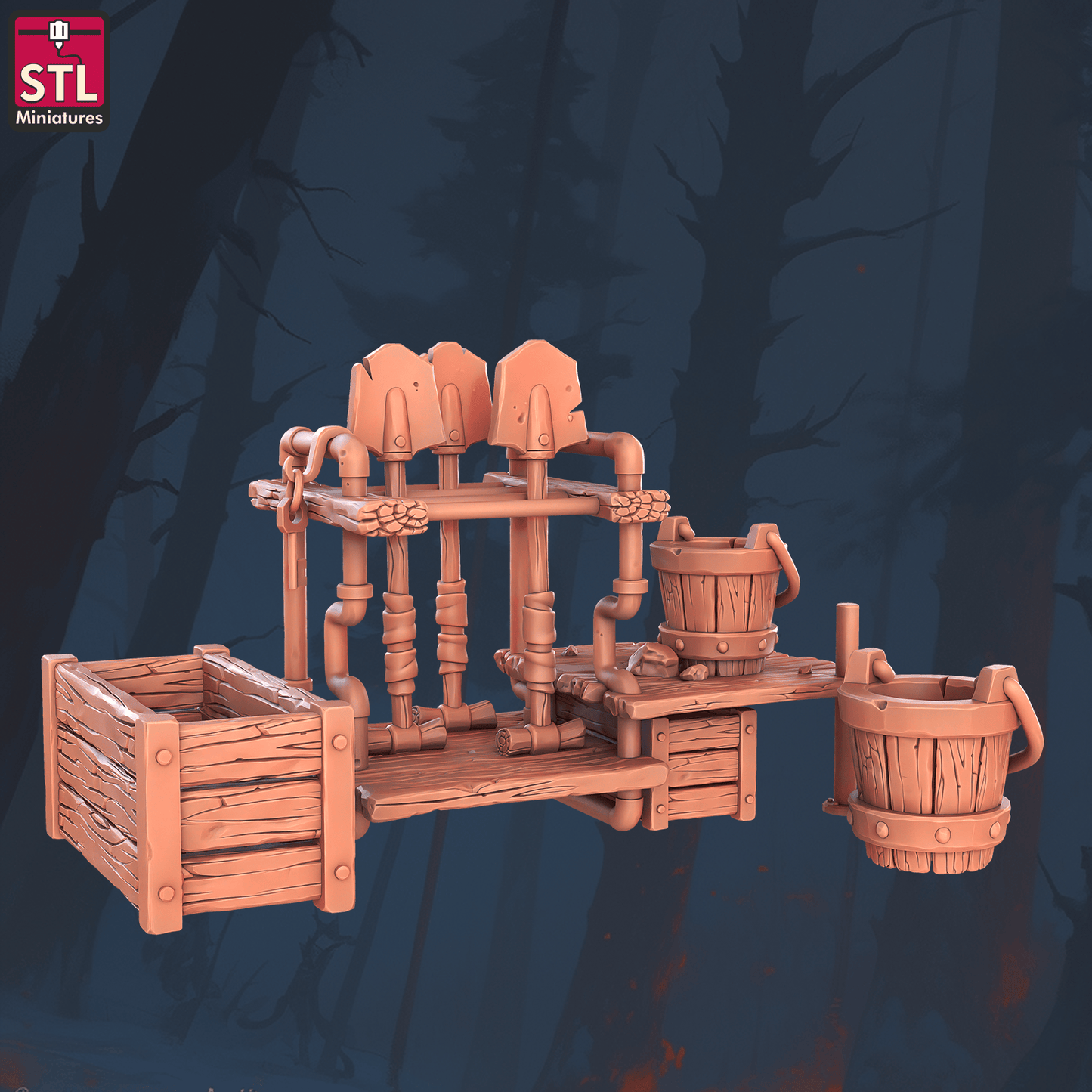 3D Printed STL Miniatures Sewers Workers Set 28 - 32mm War Gaming D&D - 3D Printing Boss 