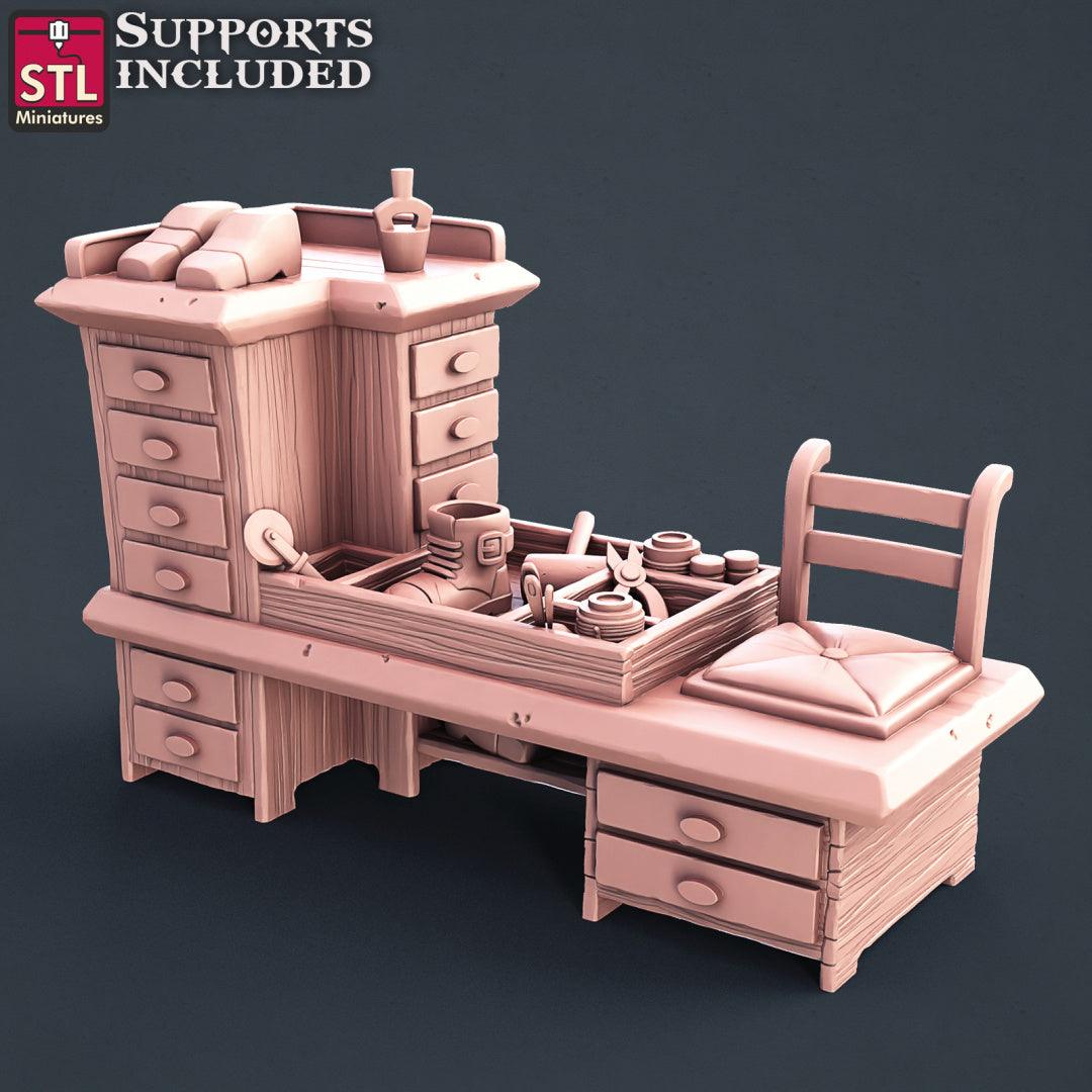 3D Printed STL Miniatures Shoemakers Set 28 - 32mm War Gaming D&D - 3D Printing Boss 